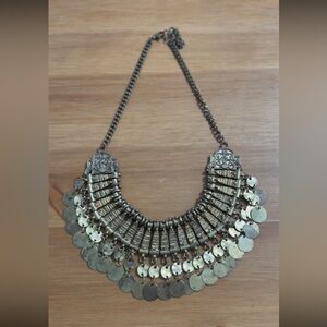 Fashion coin chain necklace with antique gold finish